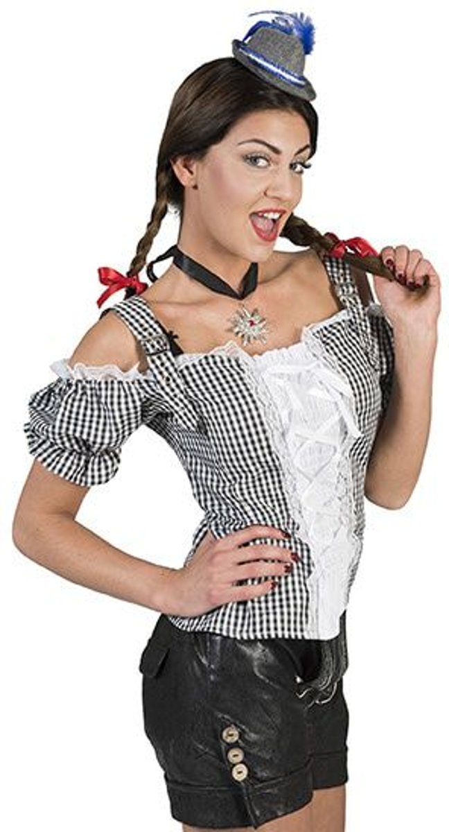 Boeren Tirol & Oktoberfest Kostuum | Hubsche Hannah Ruitjes Hemd Vrouw | Maat 36-38 | Bierfeest | Verkleedkleding